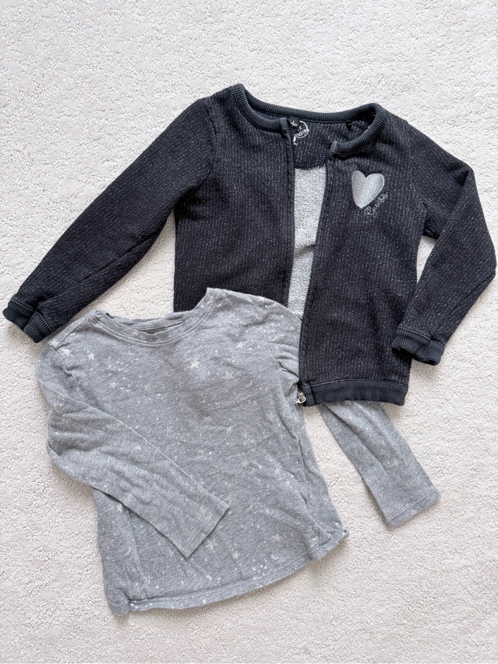 Guess Kids Gray Zip up sweater and Charcoal Knit Cardigan Set size 3T